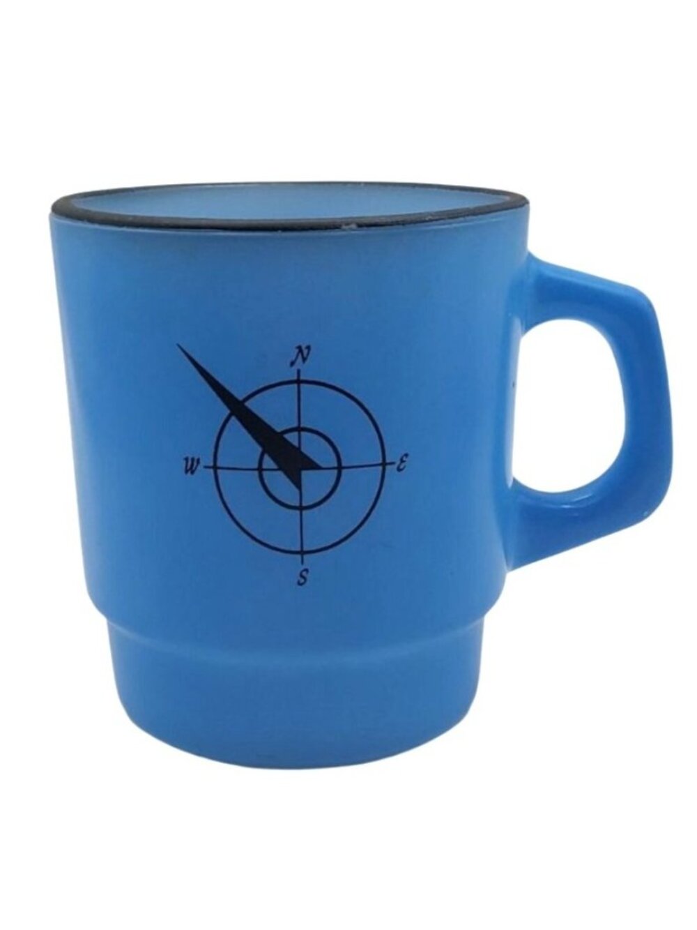 Fire King Compass Mug Blue Glass Northwestern Bank Anchor Hocking Vintage Promo